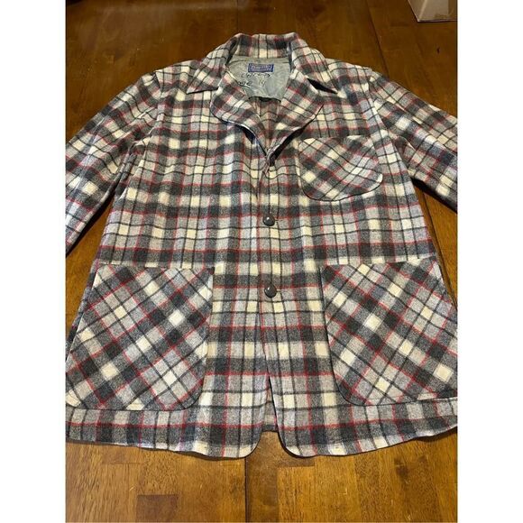 Pendleton Men's Small Gray Plaid 3 Button Blazer Jacket Lightweight 100% Wool - Picture 2 of 12